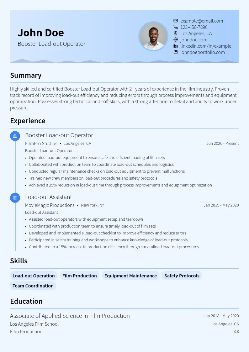 Booster Load-out Operator resume example