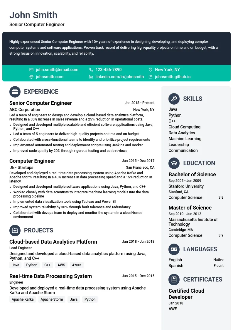 Senior-Level resume example