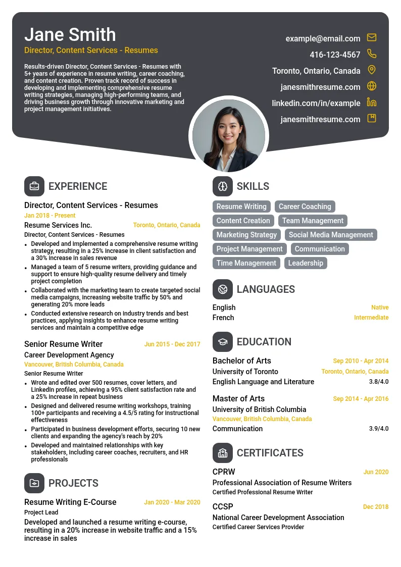 Director, Content Services - Resumes resume example