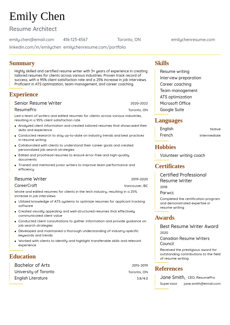 Resume Architect resume example