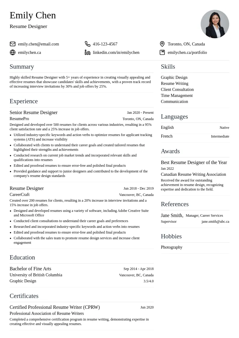 Resume Designer resume example