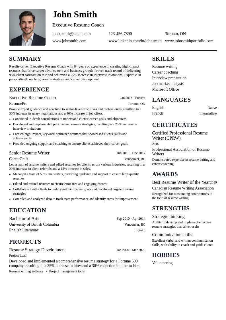 Executive Resume Coach resume example