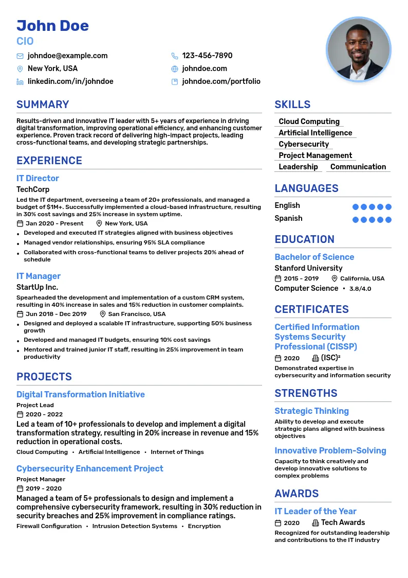 CIO resume example