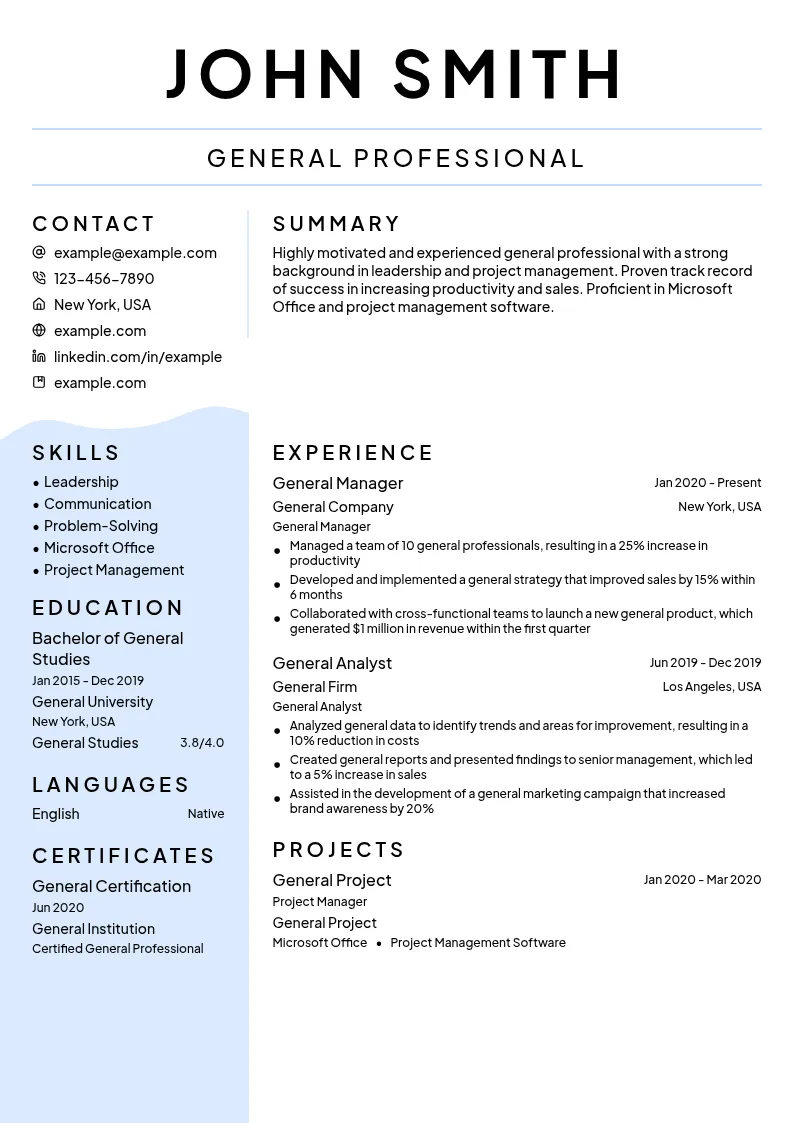 General resume example