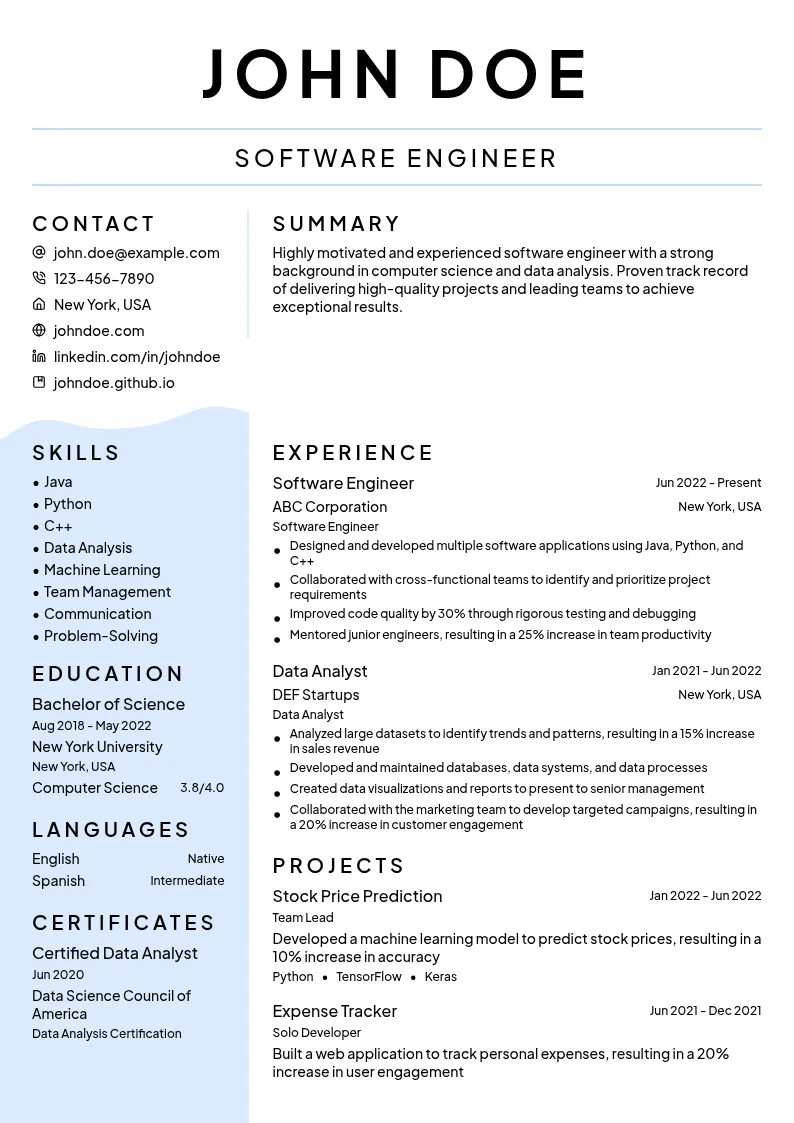 Diverse Career Progression resume example