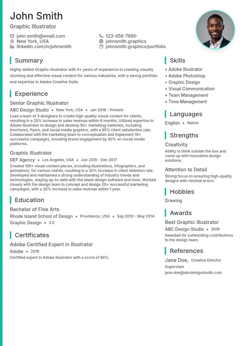 Graphic Illustrator resume example
