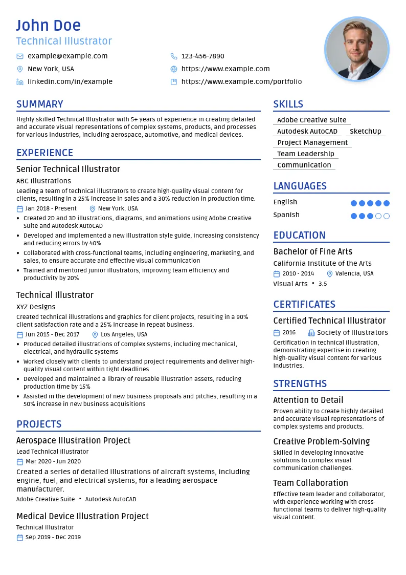 Technical Illustrator resume example