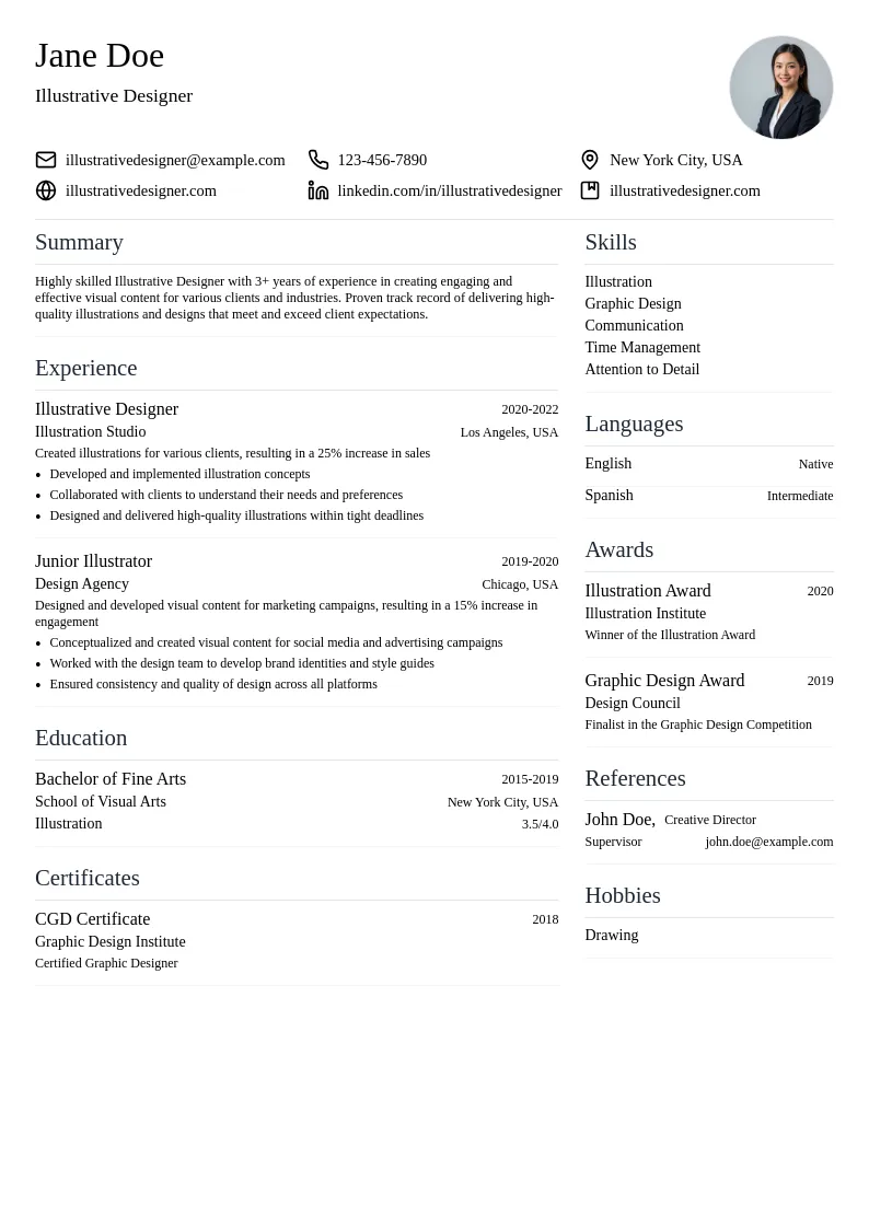 Illustrative Designer resume example