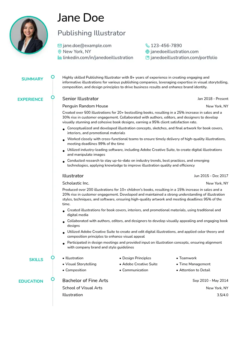 Publishing Illustrator resume example