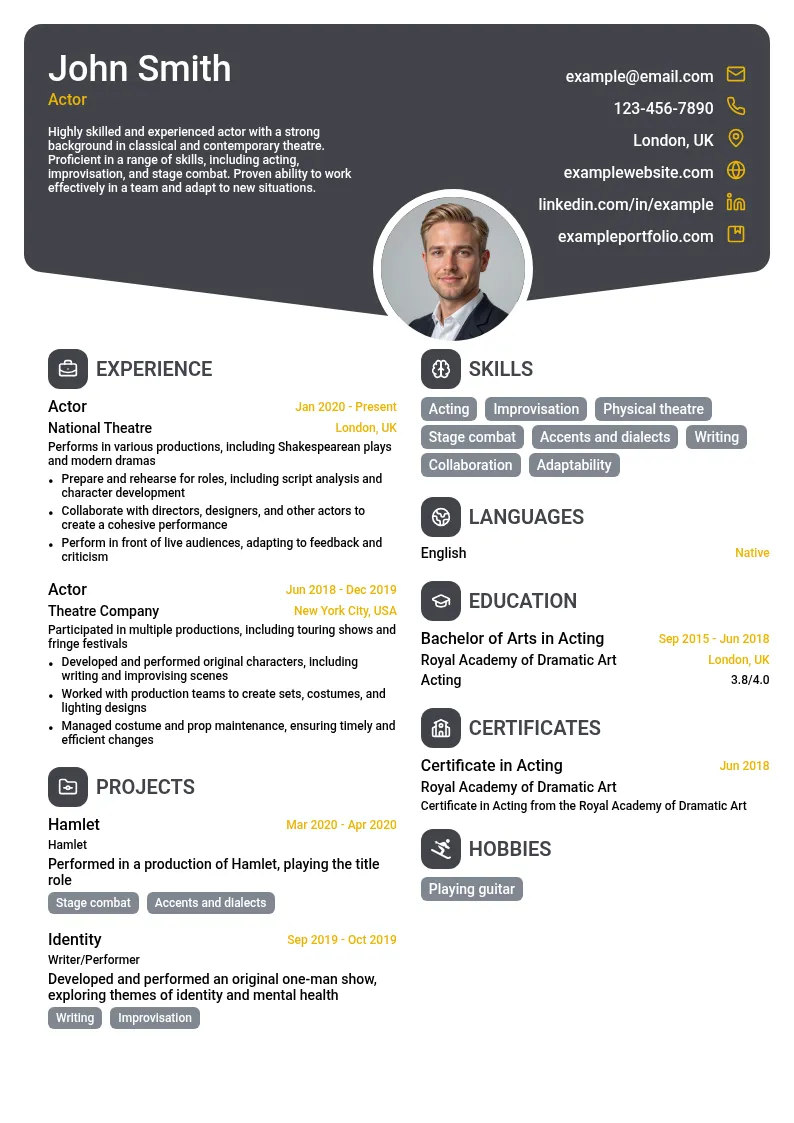 Acting resume example