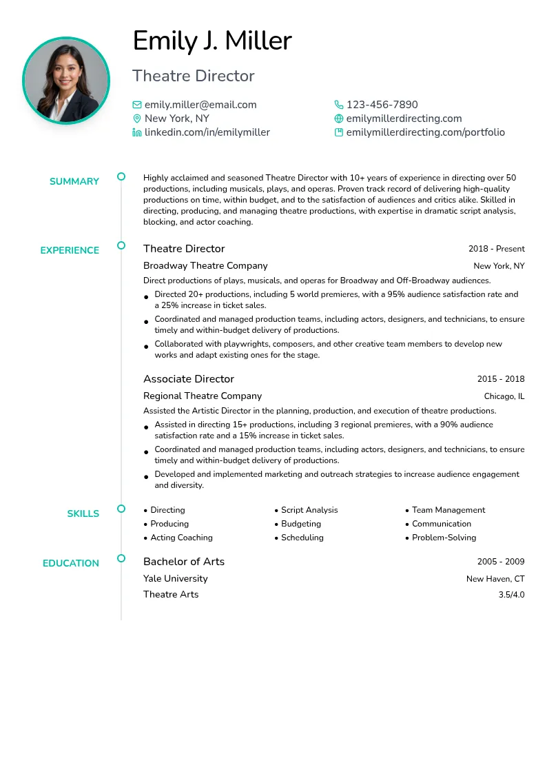 Directing resume example
