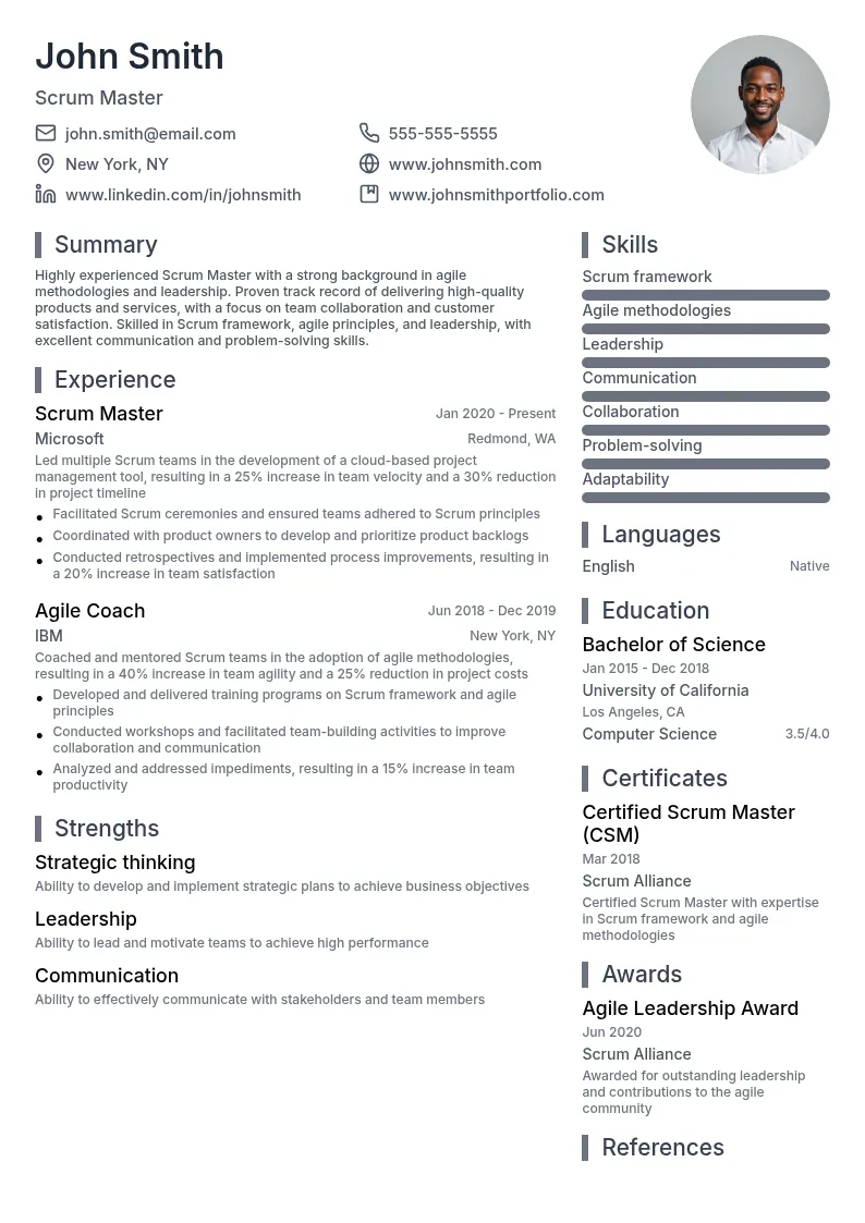 Scrum of Scrums resume example