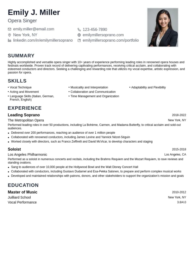 Opera Singer resume example