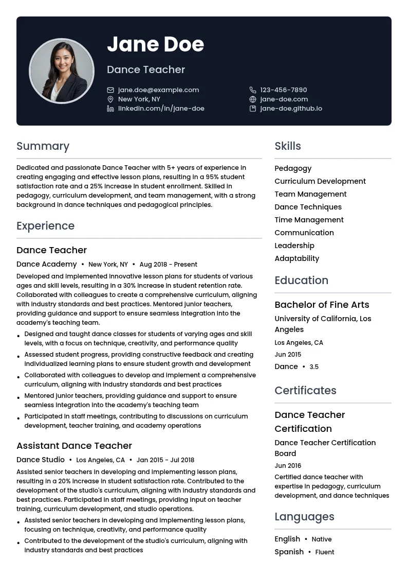 Pedagogy Specialization resume example