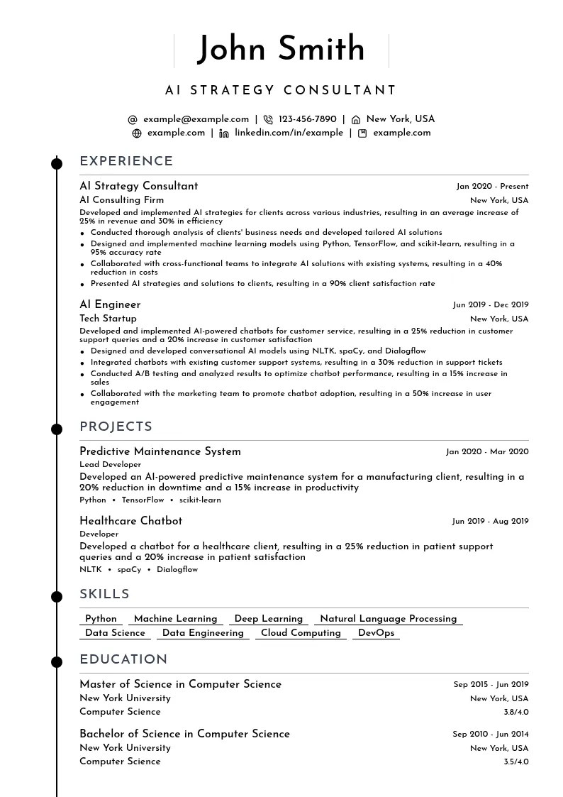 AI Strategy Consultant resume example