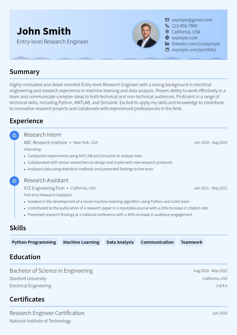 Entry-level resume example