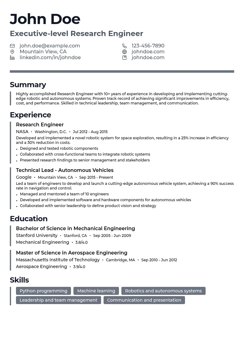 Executive-level resume example