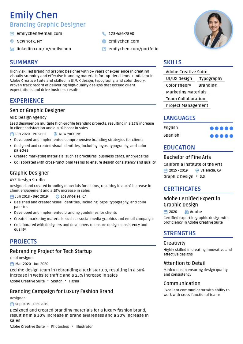 Branding Graphic Designer resume example