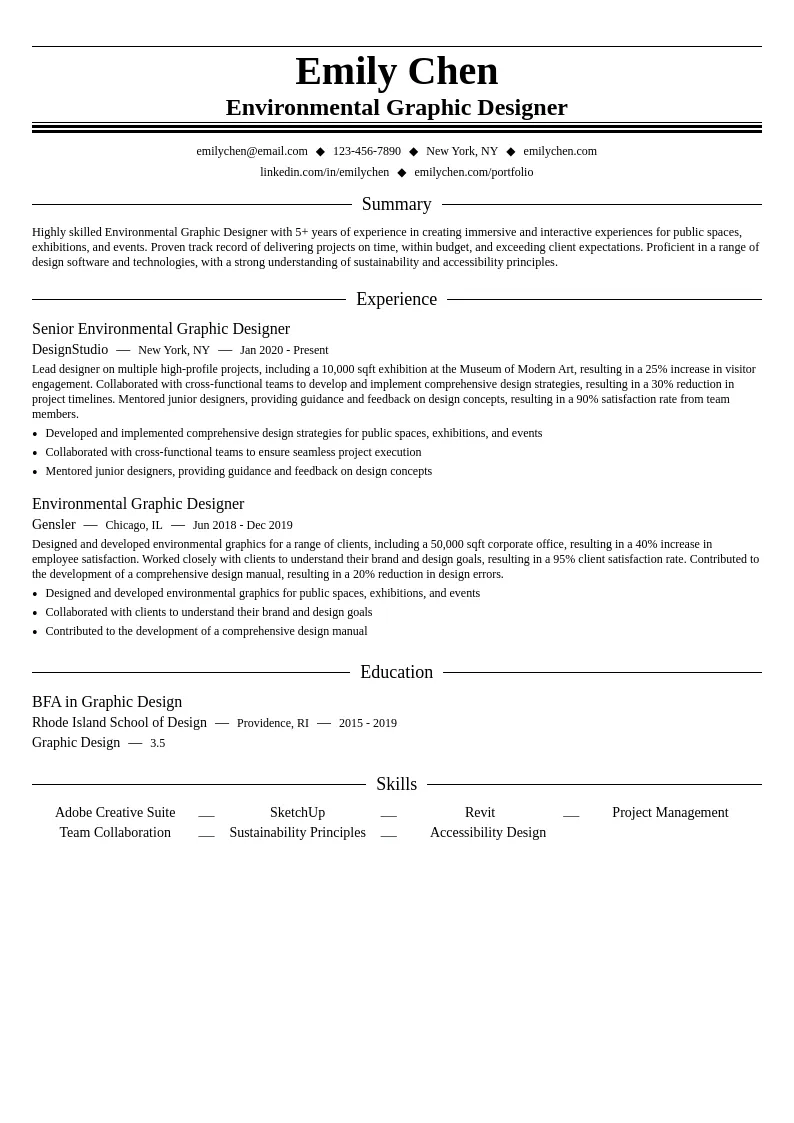 Environmental Graphic Designer resume example
