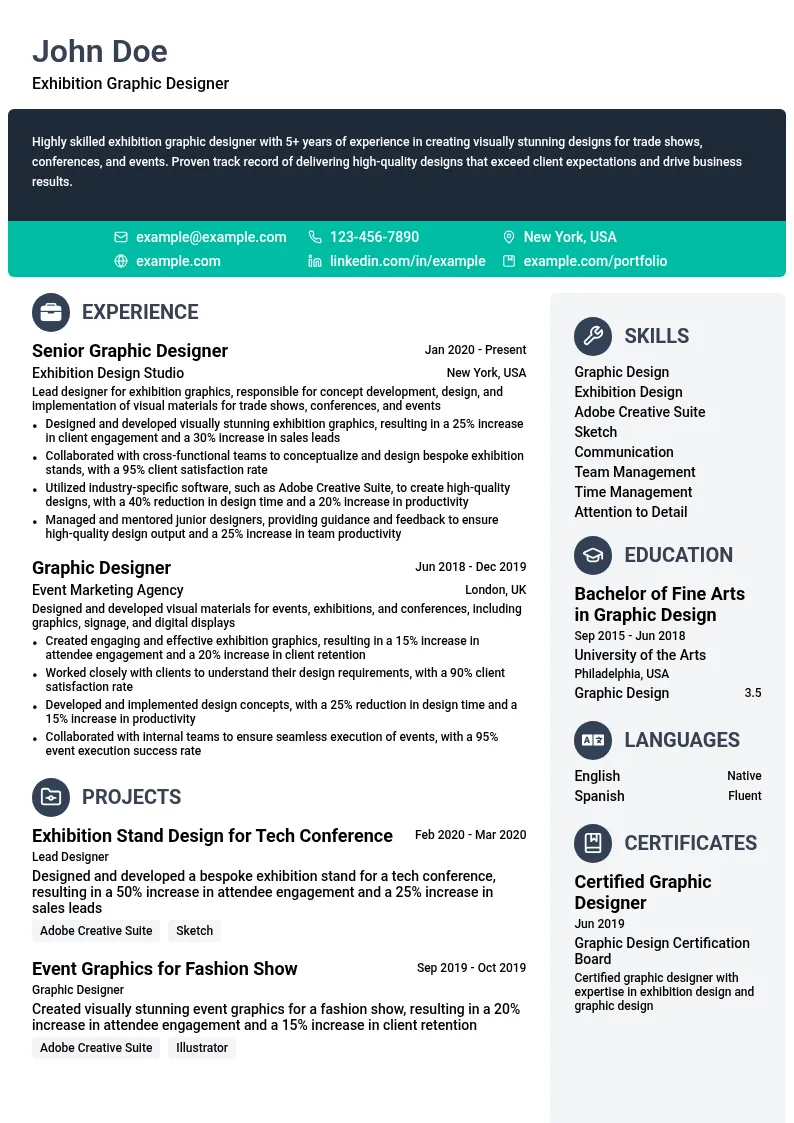 Exhibition Graphic Designer resume example