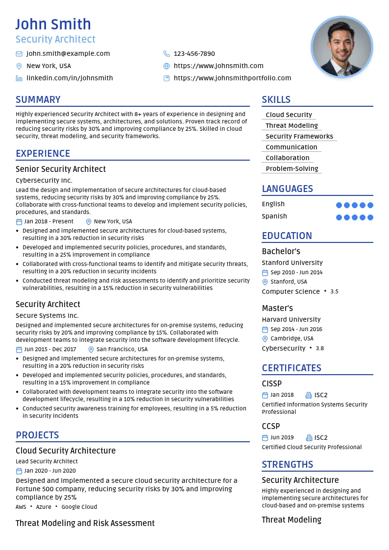 Security Architecture resume example