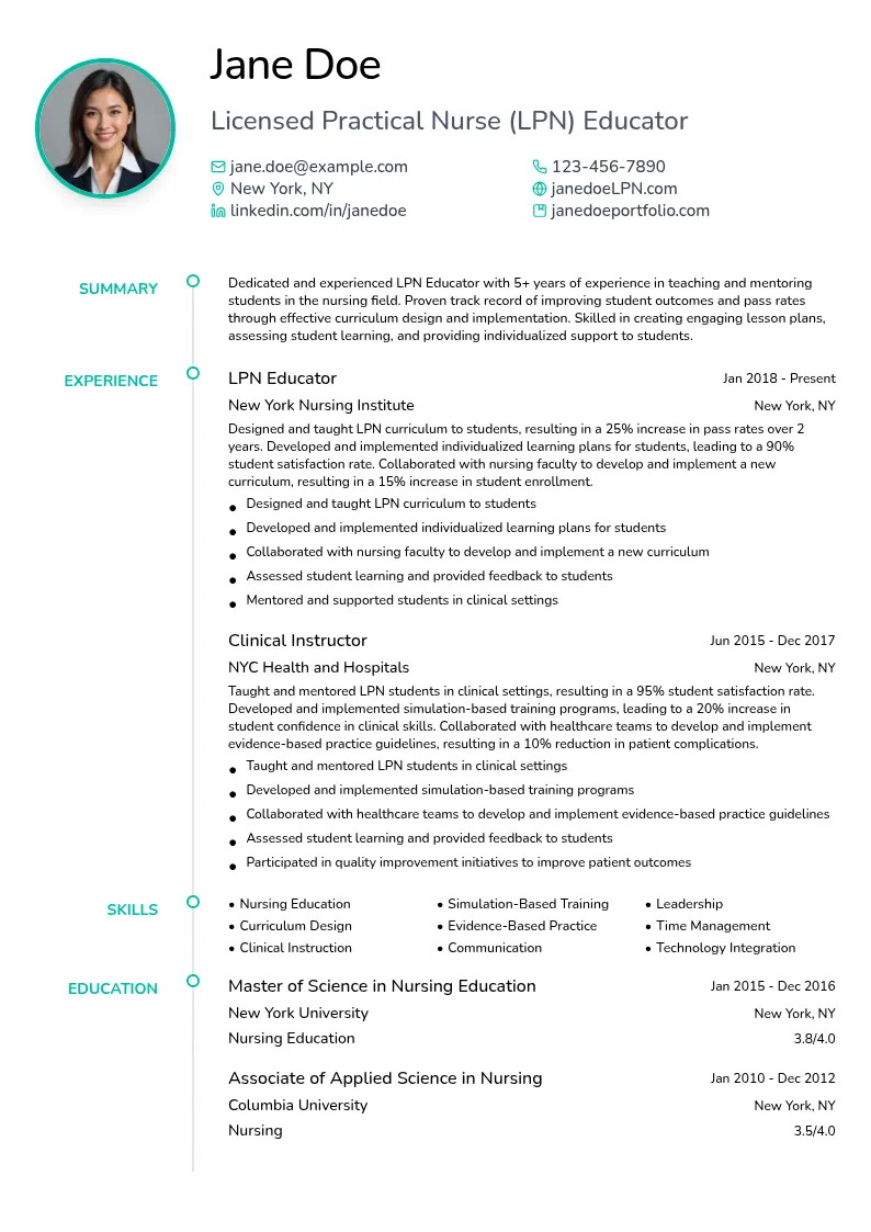 Educator LPN resume example