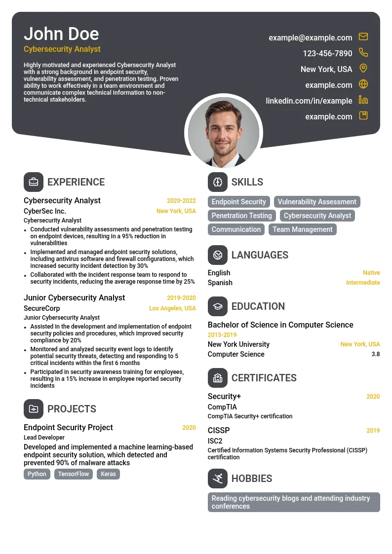 Endpoint Security resume example