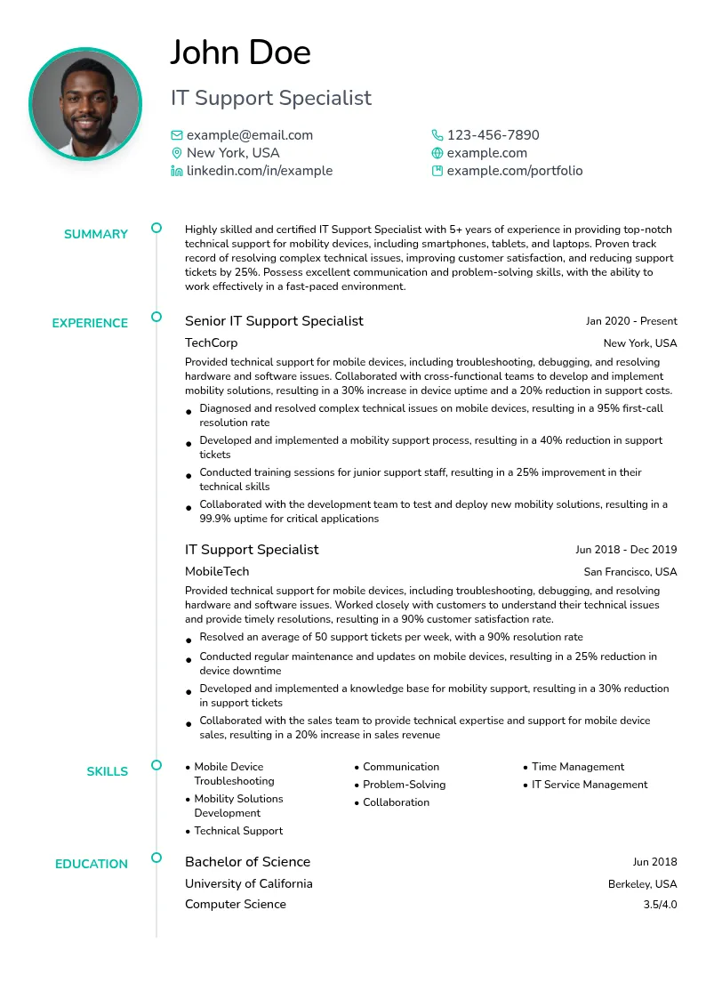 Mobility Support resume example