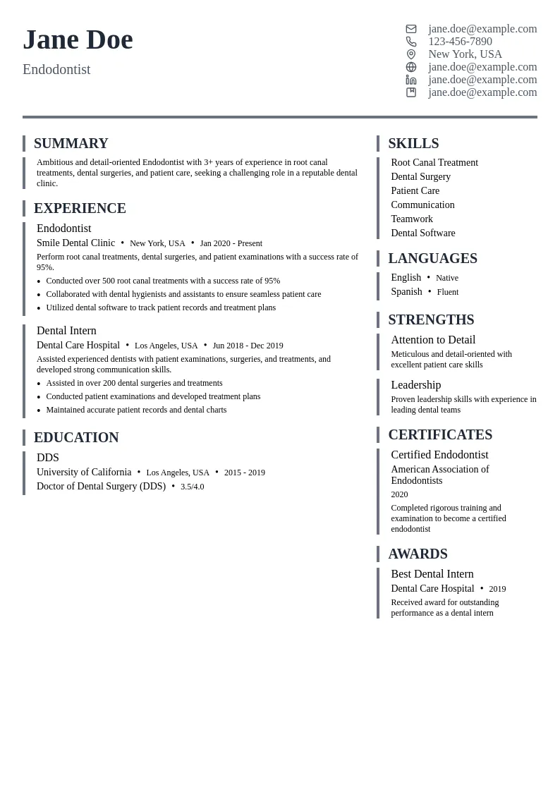 0-5 years resume example