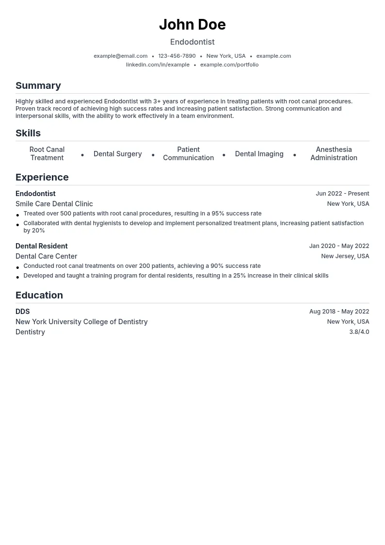 20-25 years resume example