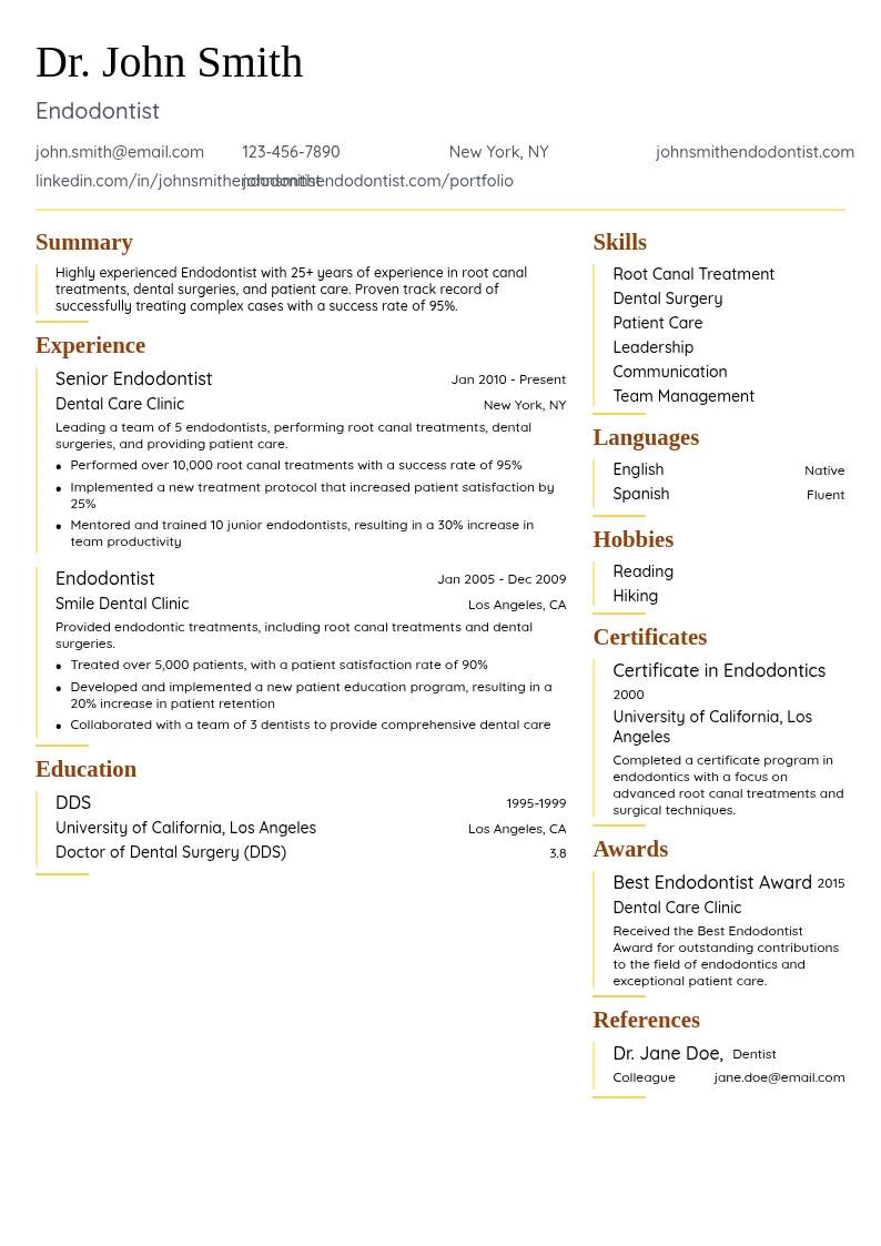 25+ years resume example