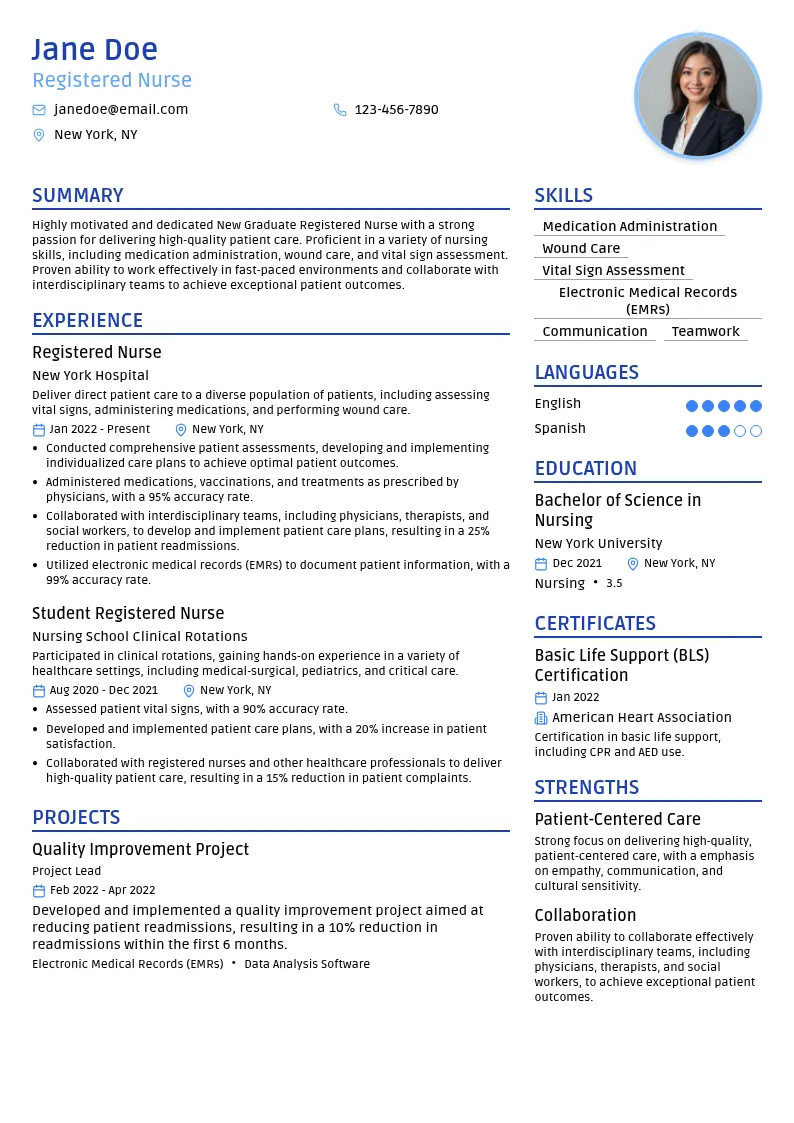 Registered Nurse (RN) resume example
