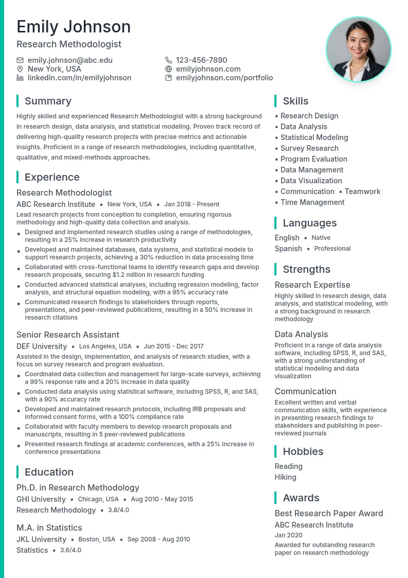 Research Methodologist resume example