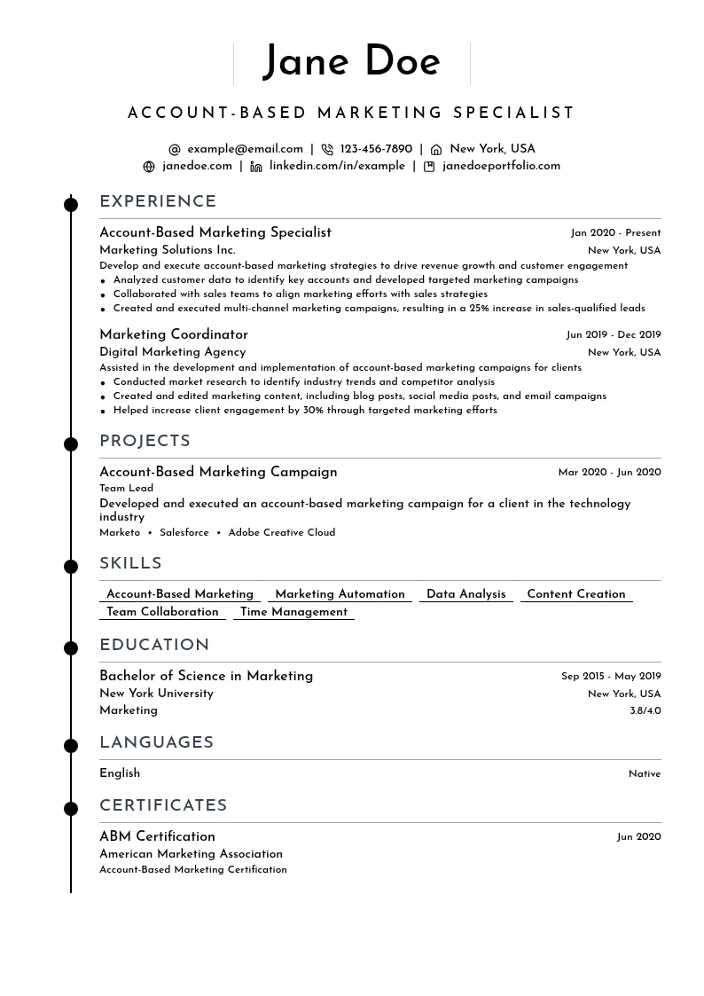 Account-Based Marketing Specialist resume example