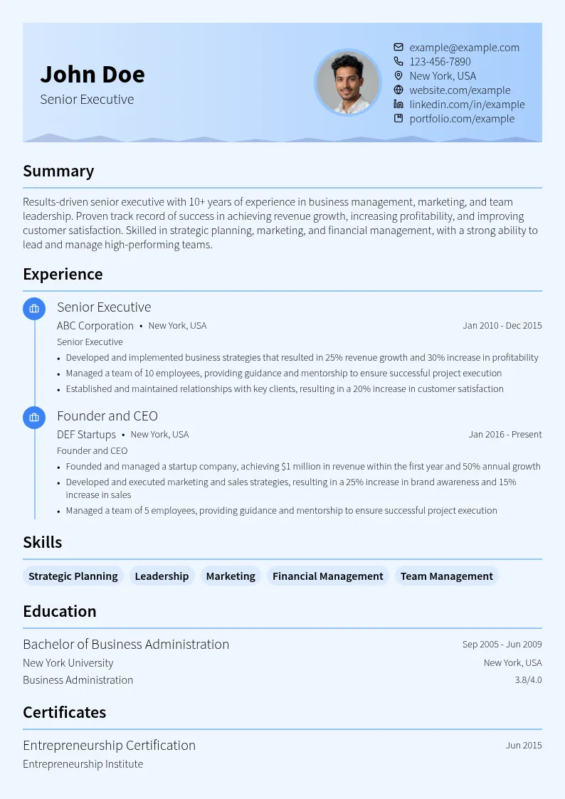 Senior Executive-Level resume example