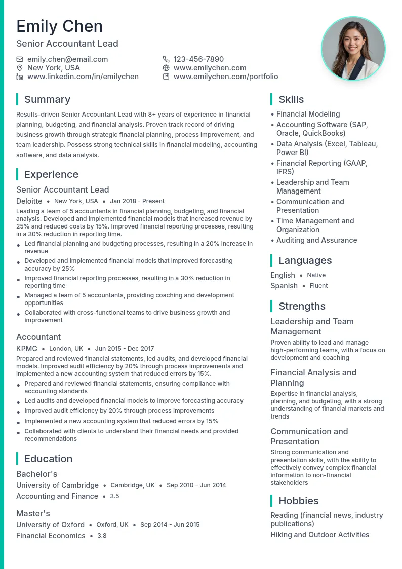 Senior Accountant Lead resume example