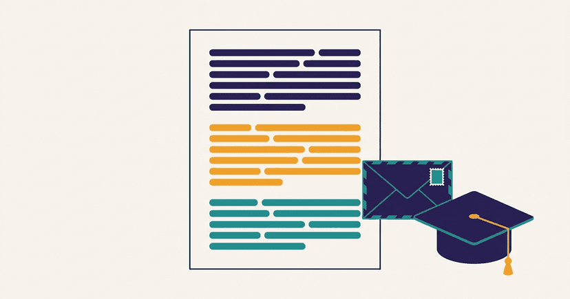 A one-page internship cover letter with three paragraphs marked: why here, evidence, dates