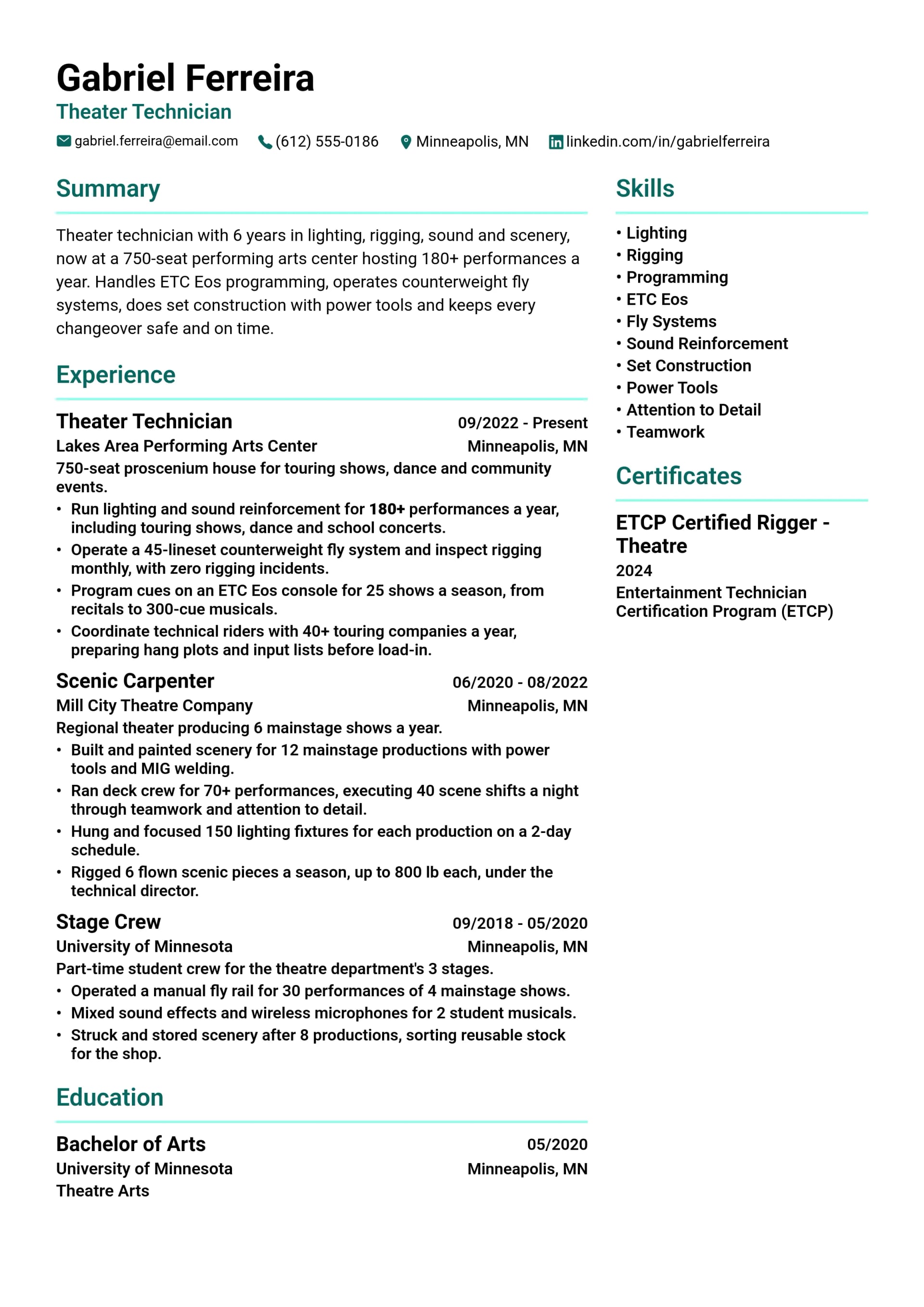 AV Engineer resume example