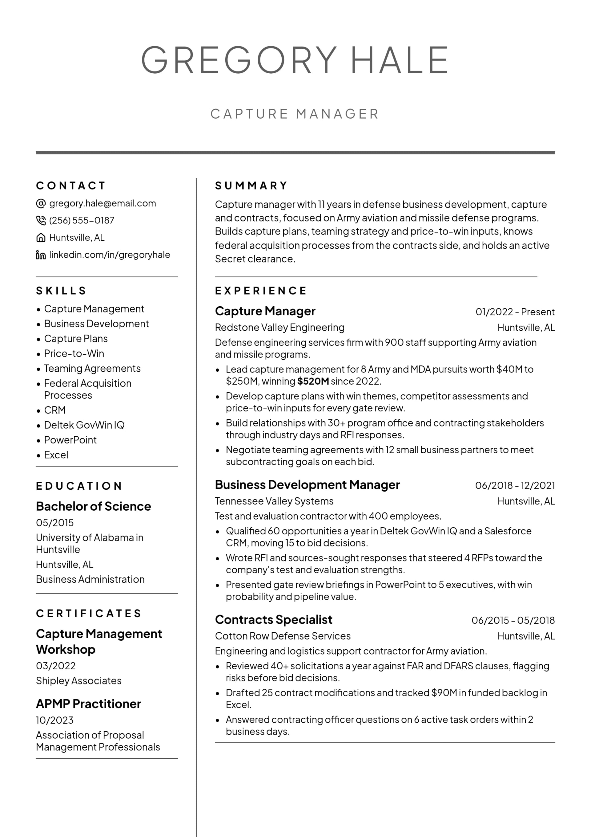 Capture Manager resume example