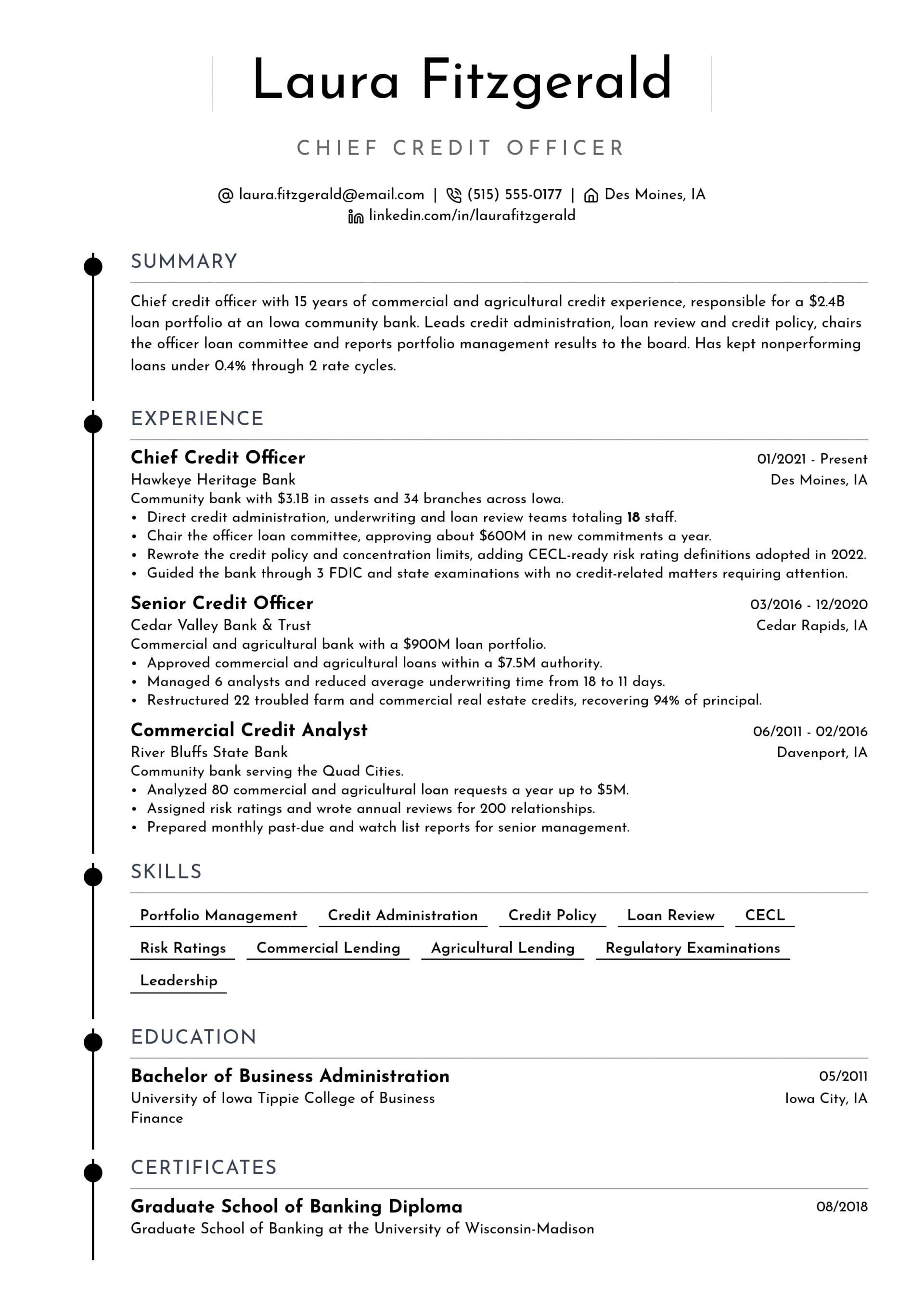 Chief Credit Officer resume example