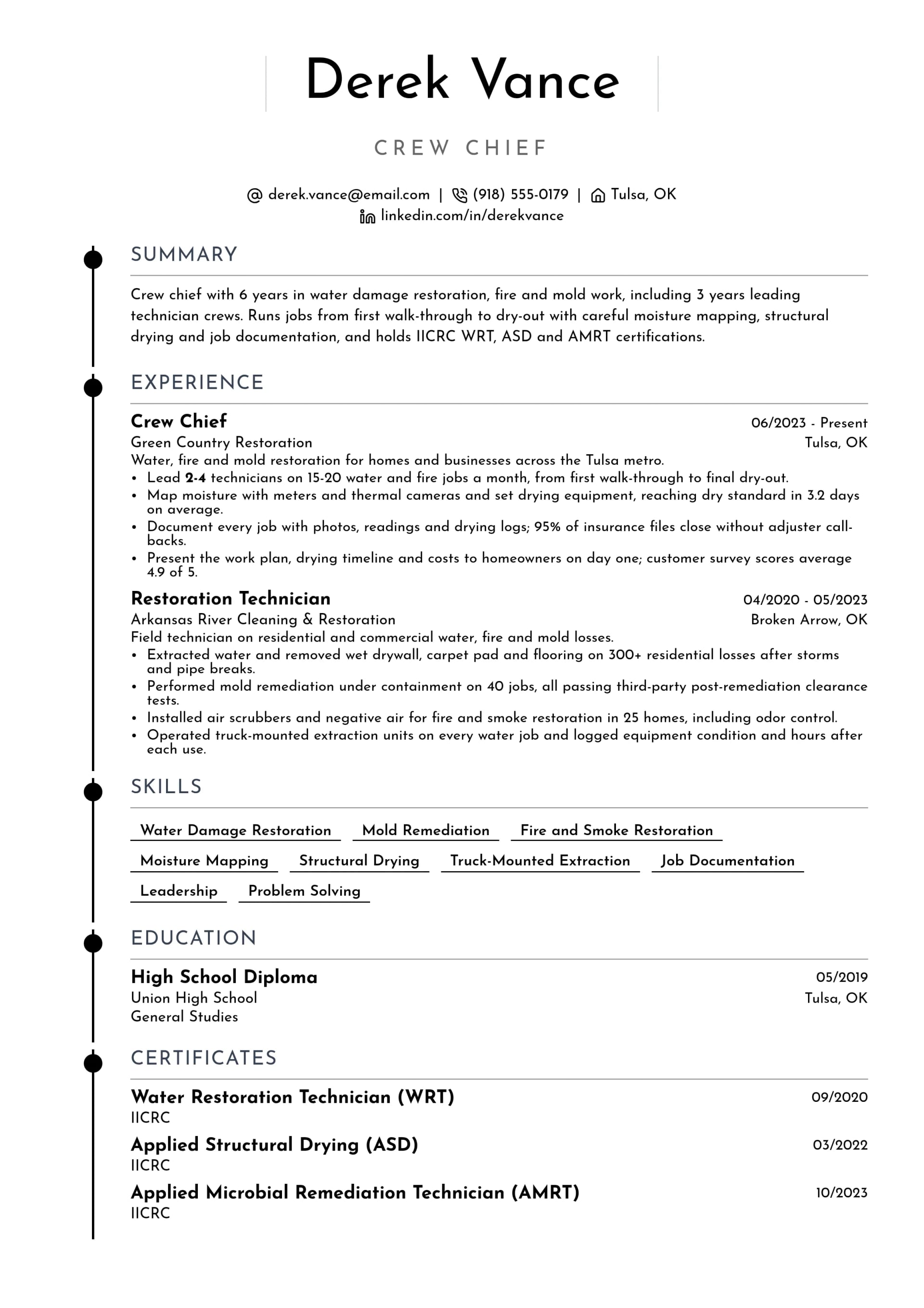 Crew Chief resume example