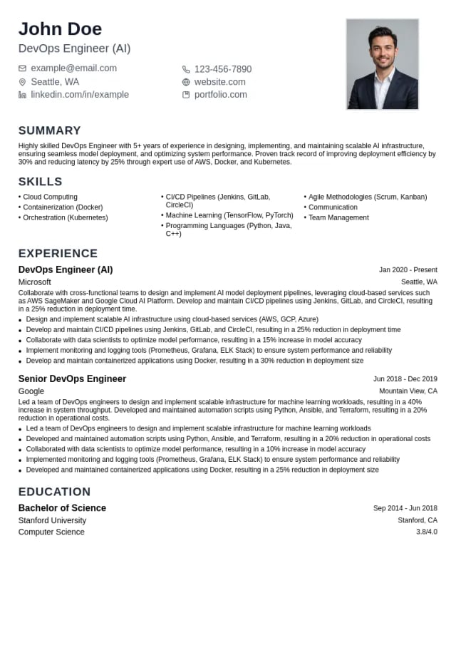 DevOps Engineer (AI) resume example