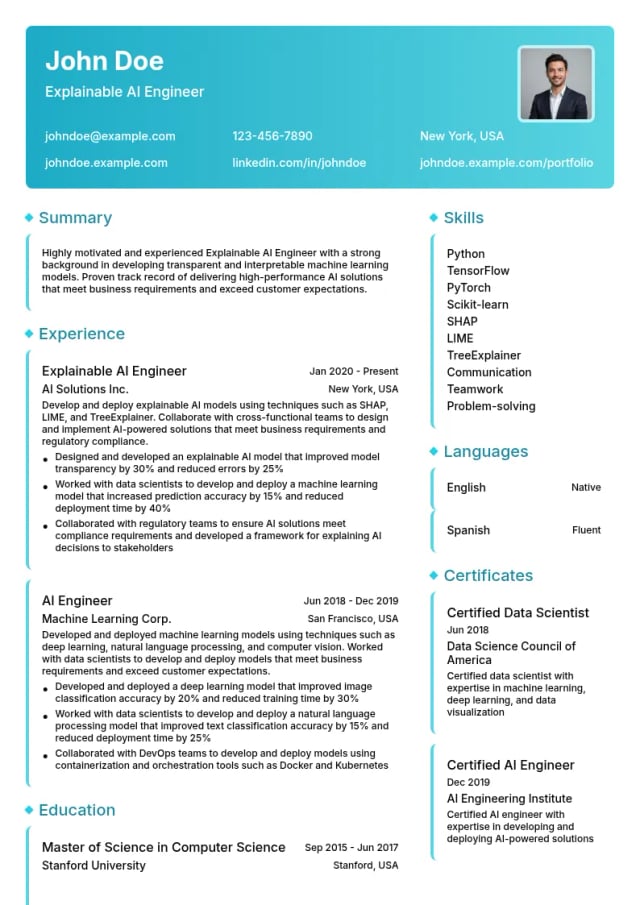 Explainable AI Engineer resume example