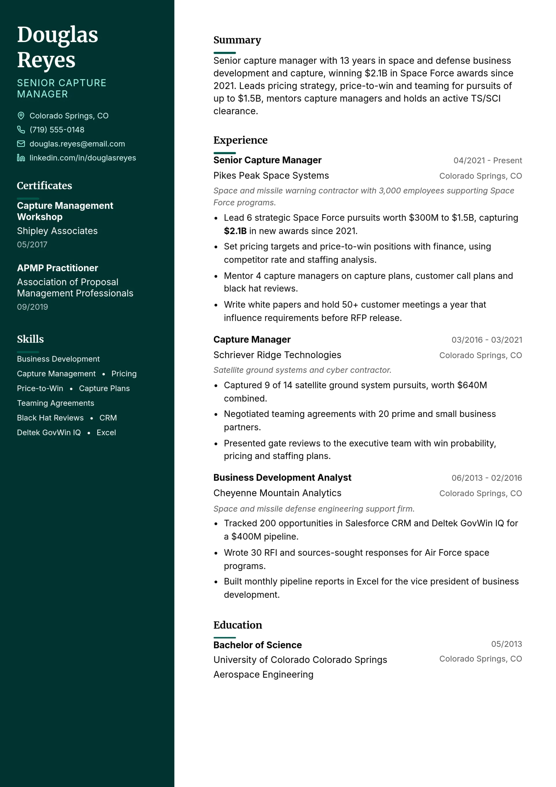 Senior Capture Manager resume example
