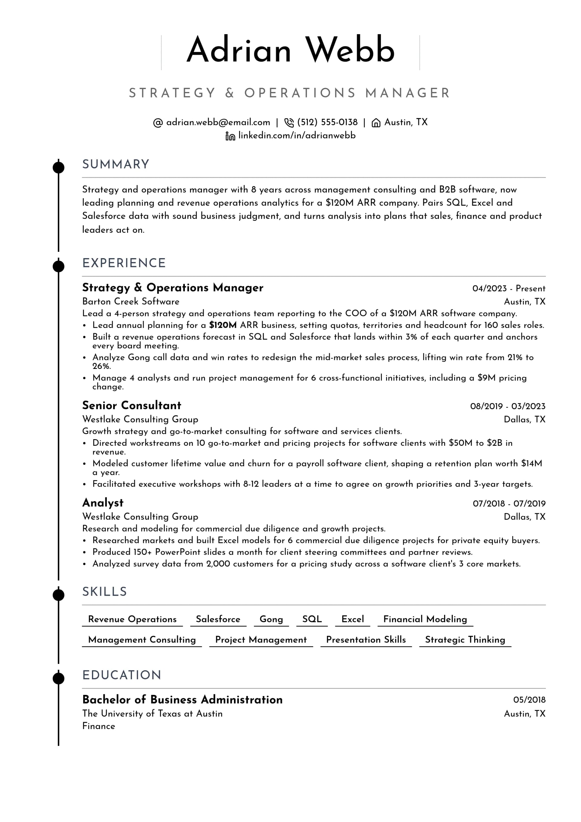 Strategy & Operations Manager resume example