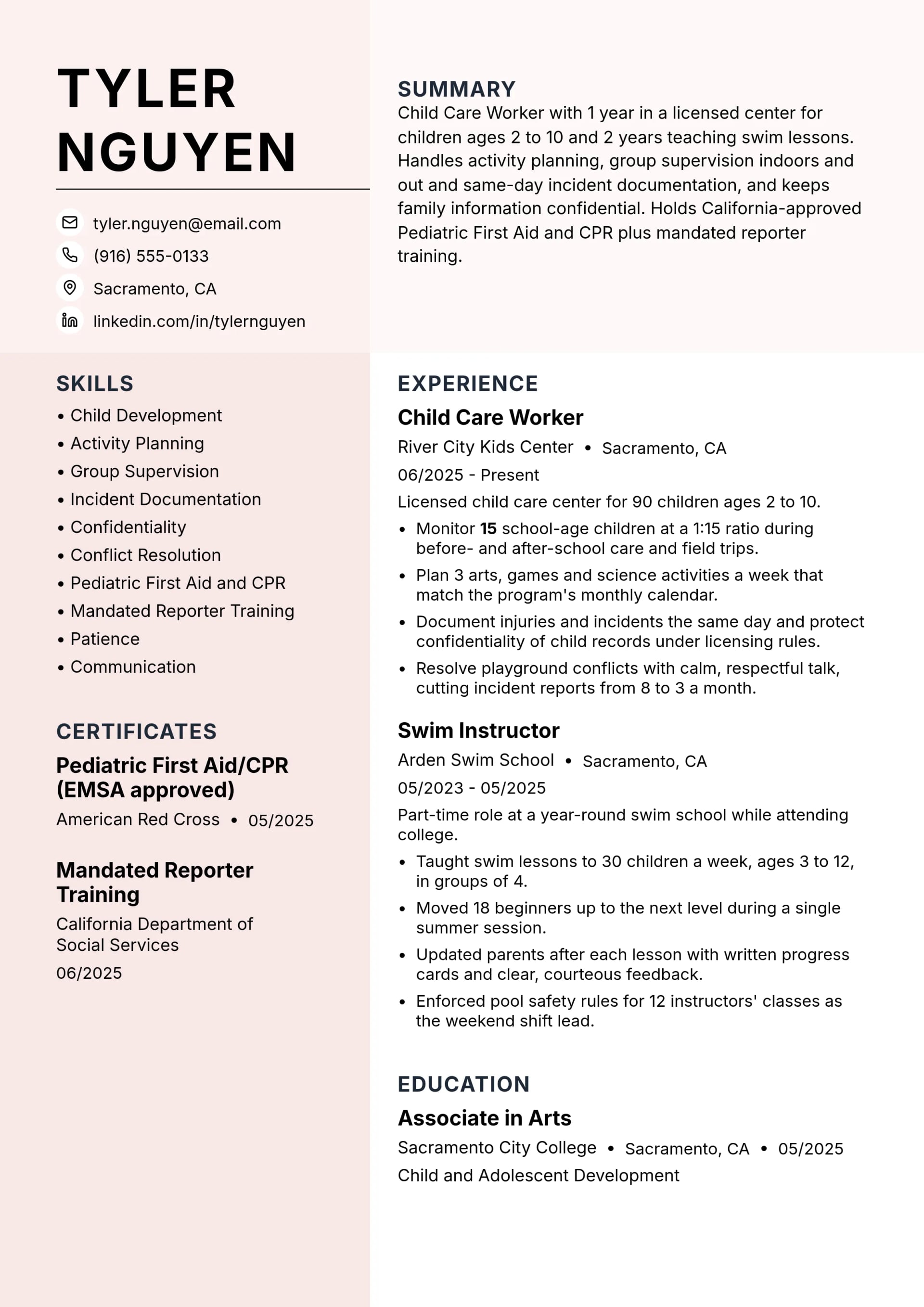 Toddler Teacher resume example