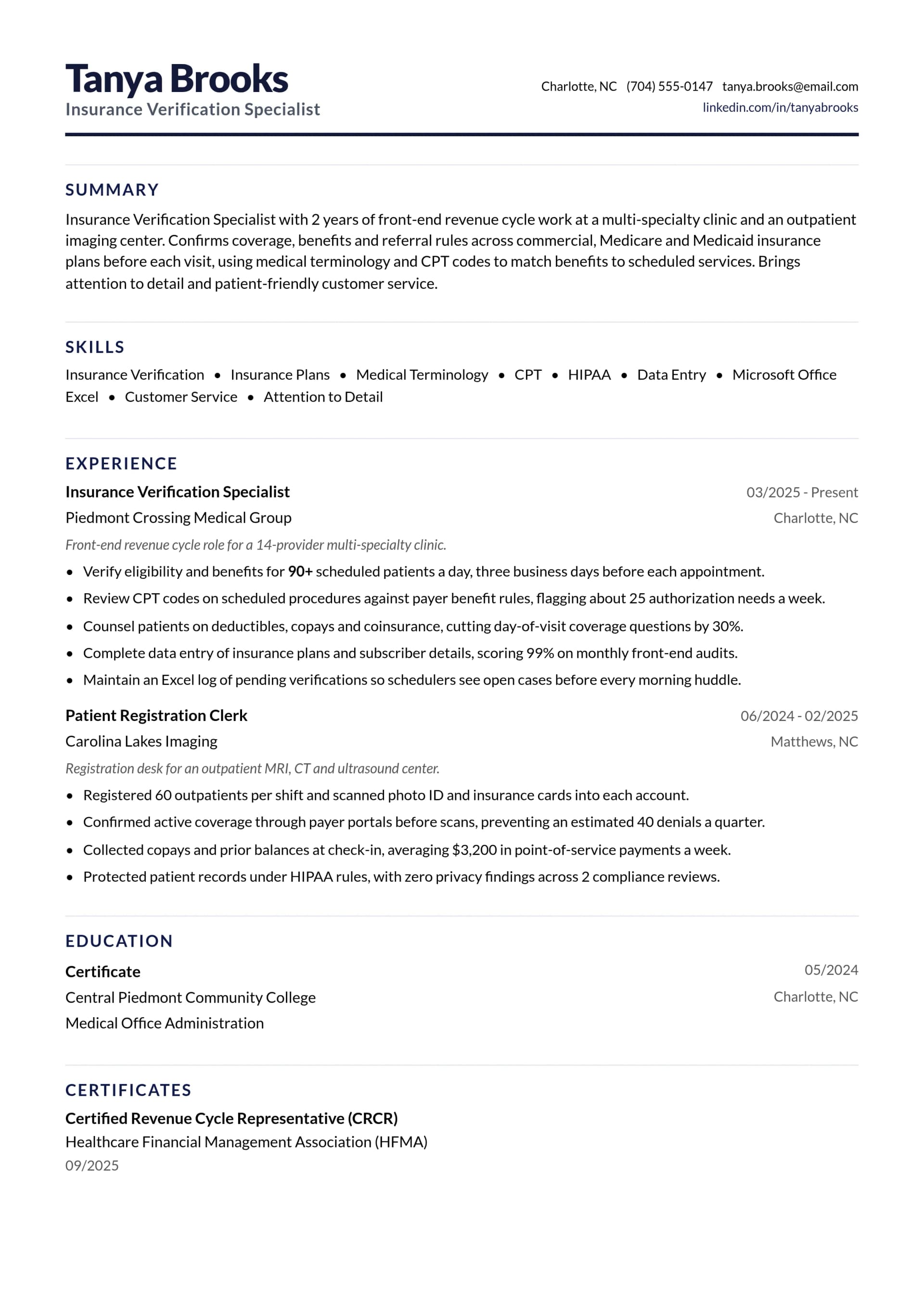 Example Resumes For Insurance Reps Medical Biller Resume Examples for 2026 (12 One-Page Samples)